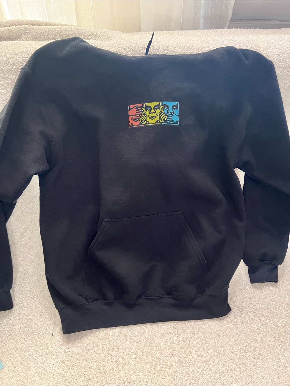 Obey Black Kids Crewneck Sweatshirt with Red/Yellow/Blue Graphic